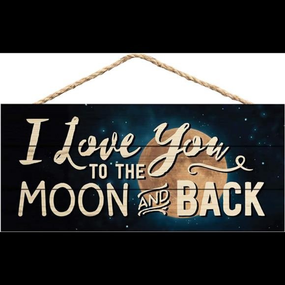 Love You to The Moon and Back Night Sky 5 x 10 Wood Plank Design Hanging Sign - Picture 3 of 7